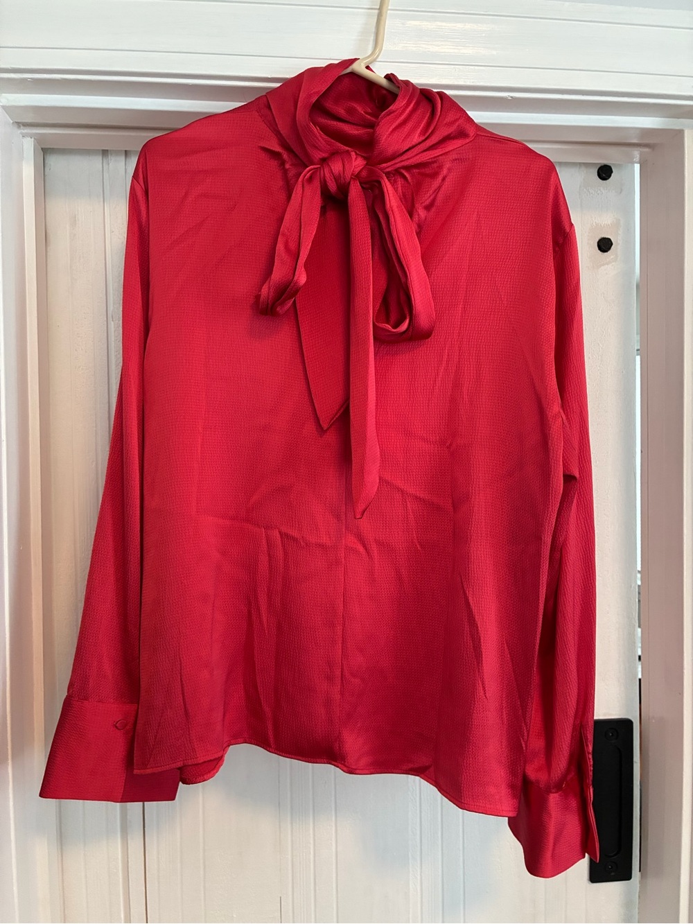 H&M Red Shade Tie-Neck Blouse with Bow